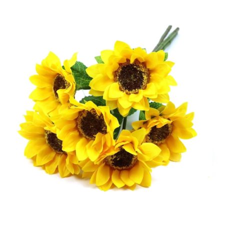 6 fejes dekor napraforgó csokor - Sárga - 37 cm  
