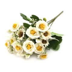 Vegyes színű kicsi csokor 122 - Tört fehér - 32 cm