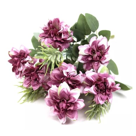  8 fejes dália csokor - Sötét mályva - 42 cm