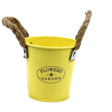 Kötél füles bádog vödör Flowers Garden - Sárga - 10 cm 