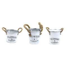 Kötél füles bádog kaspó -  10,5 cm, 12,5x cm, 15 cm 