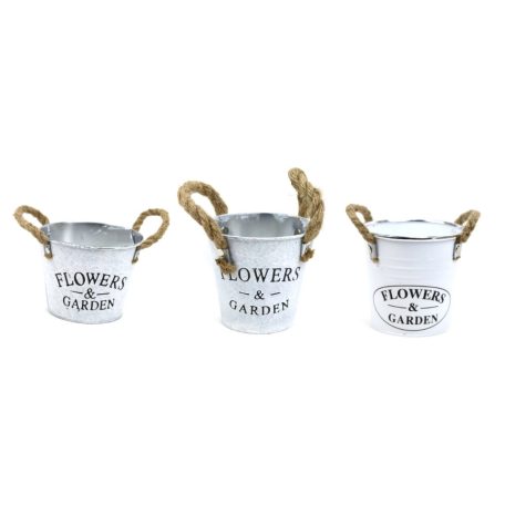 Kötél füles bádog kaspó -  10,5 cm, 12,5x cm, 15 cm 