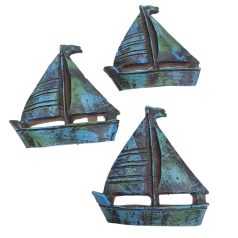   Nyári dekor - Vitorlás hajó antikolt - 6,5x6 cm - 3 db/csomag 