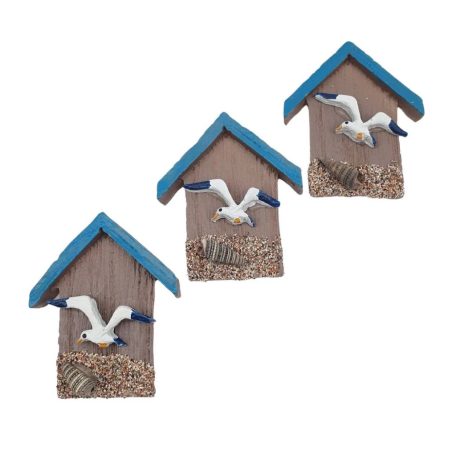 Nyári dekor - Házikó sirállyal - 5,5x6,5 cm - 3 db/csomag