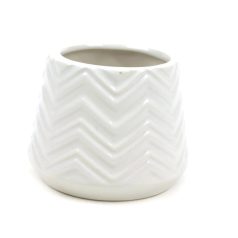  Cikkcakk mintás kaspó - Fehér - 7x7x7 cm