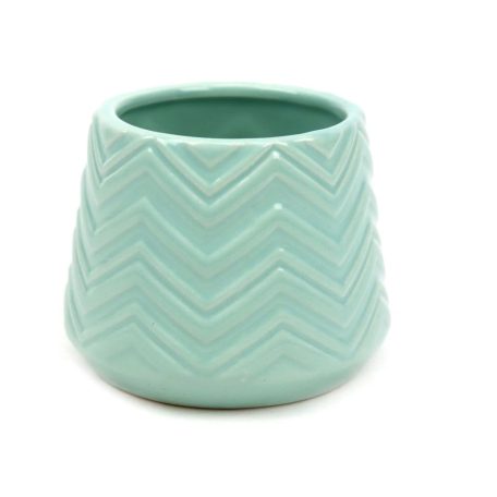 Cikkcakk mintás kaspó - Menta - 7x7x7 cm