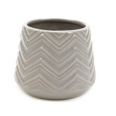  Cikkcakk mintás kaspó - Szürke - 7x7x7 cm