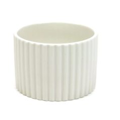 Bordázott fehér henger kaspó - Fehér - 10x10x7 cm