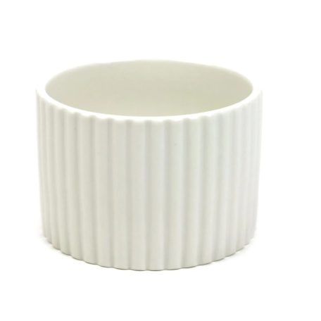 Bordázott fehér henger kaspó - Fehér - 10x10x7 cm