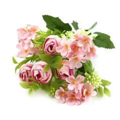 Vegyes színű kicsi csokor 140 - Cirmos rózsaszín - 30 cm