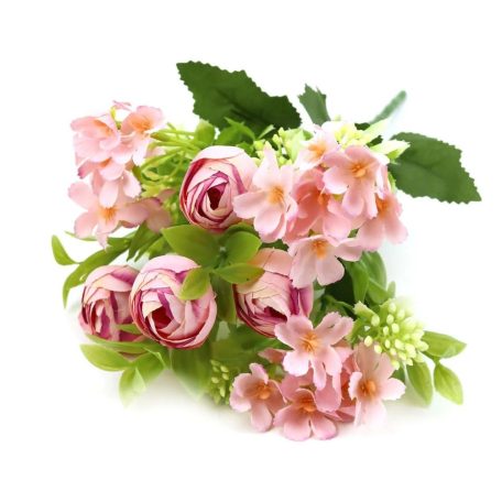 Vegyes színű kicsi csokor 140 - Cirmos rózsaszín - 30 cm