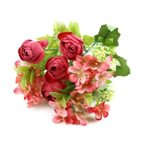 Vegyes színű kicsi csokor 140 - Bordó - 30 cm 