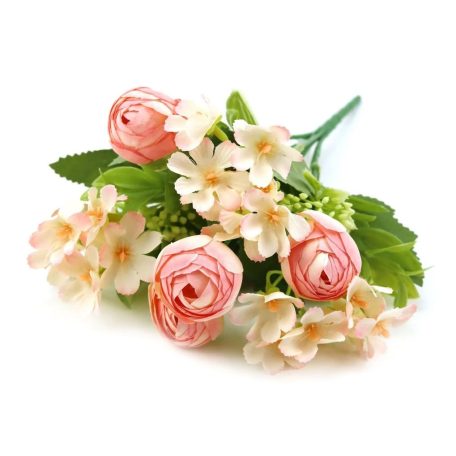 Vegyes színű kicsi csokor 140 - Halvány rózsaszín - 30 cm