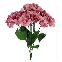 Erezett szirmú hortenzia csokor - Mályva - 5 ágas - 46 cm