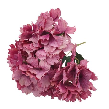 Erezett szirmú hortenzia csokor - Mályva - 5 ágas - 46 cm