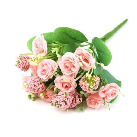 Vegyes színű kicsi csokor 157 - Halvány rózsaszín - 29 cm