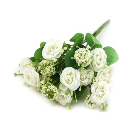 Vegyes színű kicsi csokor 157 - Fehér - 29 cm