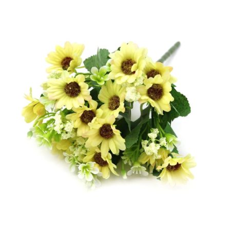 Vegyes színű margaréta csokor - Sárga - 28 cm 
