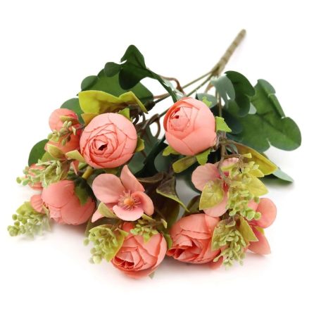 Vegyes színű kicsi csokor 148 - Korall - 32 cm