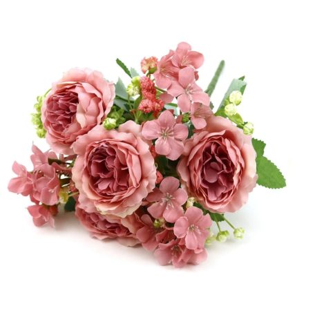 Vegyes színű kicsi csokor 150 - Fáradt rózsaszín - 31 cm