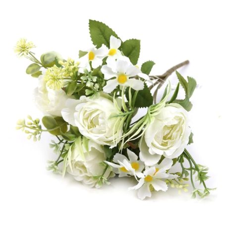 Vegyes színű kicsi csokor 159 - Fehér - 29 cm