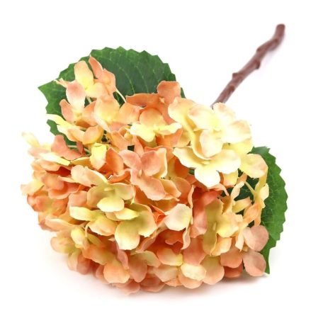 Hortenzia ág levéllel - Barack - 36 cm