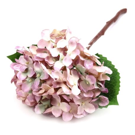 Hortenzia ág levéllel - Fáradt lila - 36 cm
