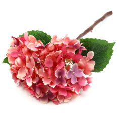 Hortenzia ág levéllel - Pink - 36 cm