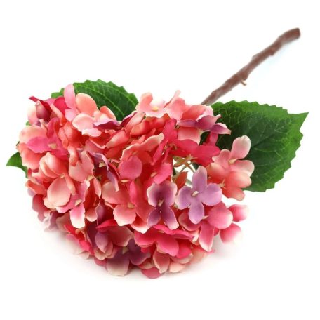 Hortenzia ág levéllel - Pink - 36 cm