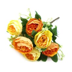 7 fejes peonia csokor rezgővel - Sárga-narancs - 30 cm 