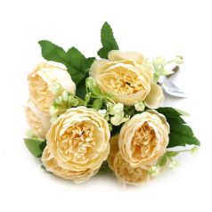 7 fejes peonia csokor rezgővel - Tört fehér - 30 cm