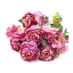 Hamvas levelű vegyes boglárka csokor - Pink - 38,5 cm 