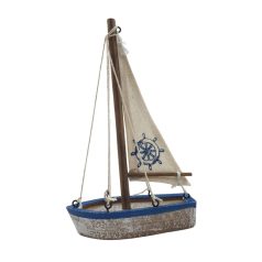 Fa hajó mintás vitorlával - Hajókormány - 16,5 cm  