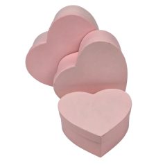 Papírdoboz szív alakú - Rózsaszín - 3 db-os szett