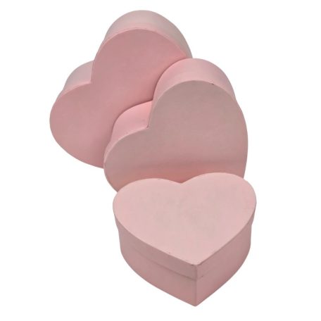 Papírdoboz szív alakú - Rózsaszín - 3 db-os szett