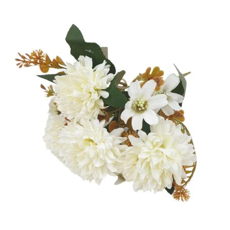 4 fejes krizantém csokor - Tört fehér - 30 cm