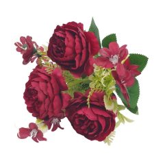 4 fejes peonia csokor - Bordó - 35 cm 
