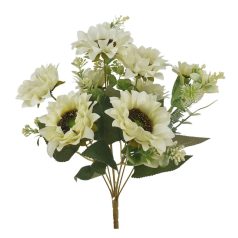 Antik napraforgó csokor - Fehér - 41 cm