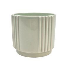 Csíkozott henger kaspó - Zöld - 10x10x9 cm 