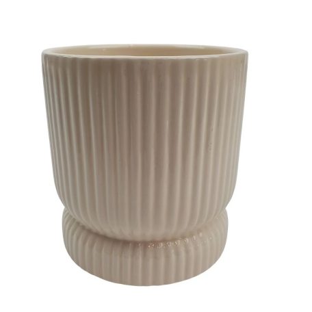 Hosszanti csíkos kaspó - Krém - 10x10x11 cm 