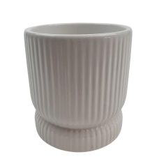 Hosszanti csíkos kaspó - Fehér - 10x10x11 cm 