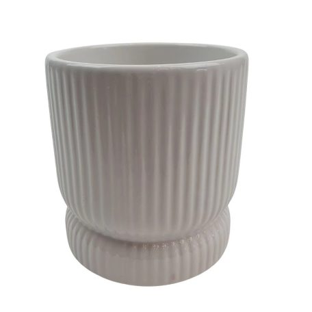 Hosszanti csíkos kaspó - Fehér - 10x10x11 cm 