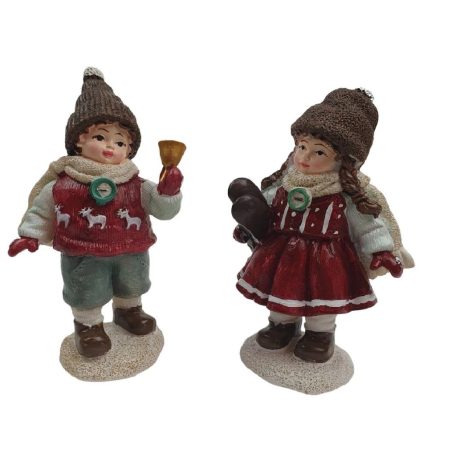 Bordó ruhás téli figura - 2 féle - 15 cm