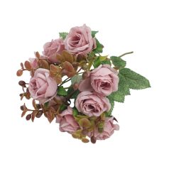 Rózsa csokor barna kiegészítővel - Lila - 30 cm