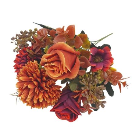 Rózsa-krizantém vegyes kicsi csokor - Narancssárga - 31 cm 