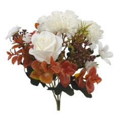 Rózsa-krizantém vegyes kicsi csokor - Tört fehér - 31 cm