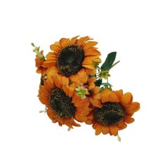 4 fejes napraforgó csokor - Narancs - 34 cm