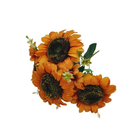 4 fejes napraforgó csokor - Narancs - 34 cm