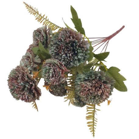 9 fejes krizantém csokor - Barna-menta - 40 cm