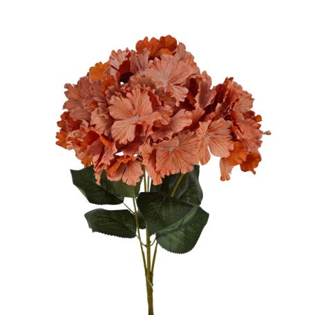 Erezett szirmú hortenzia csokor 5 fejes - Narancs - 45 cm